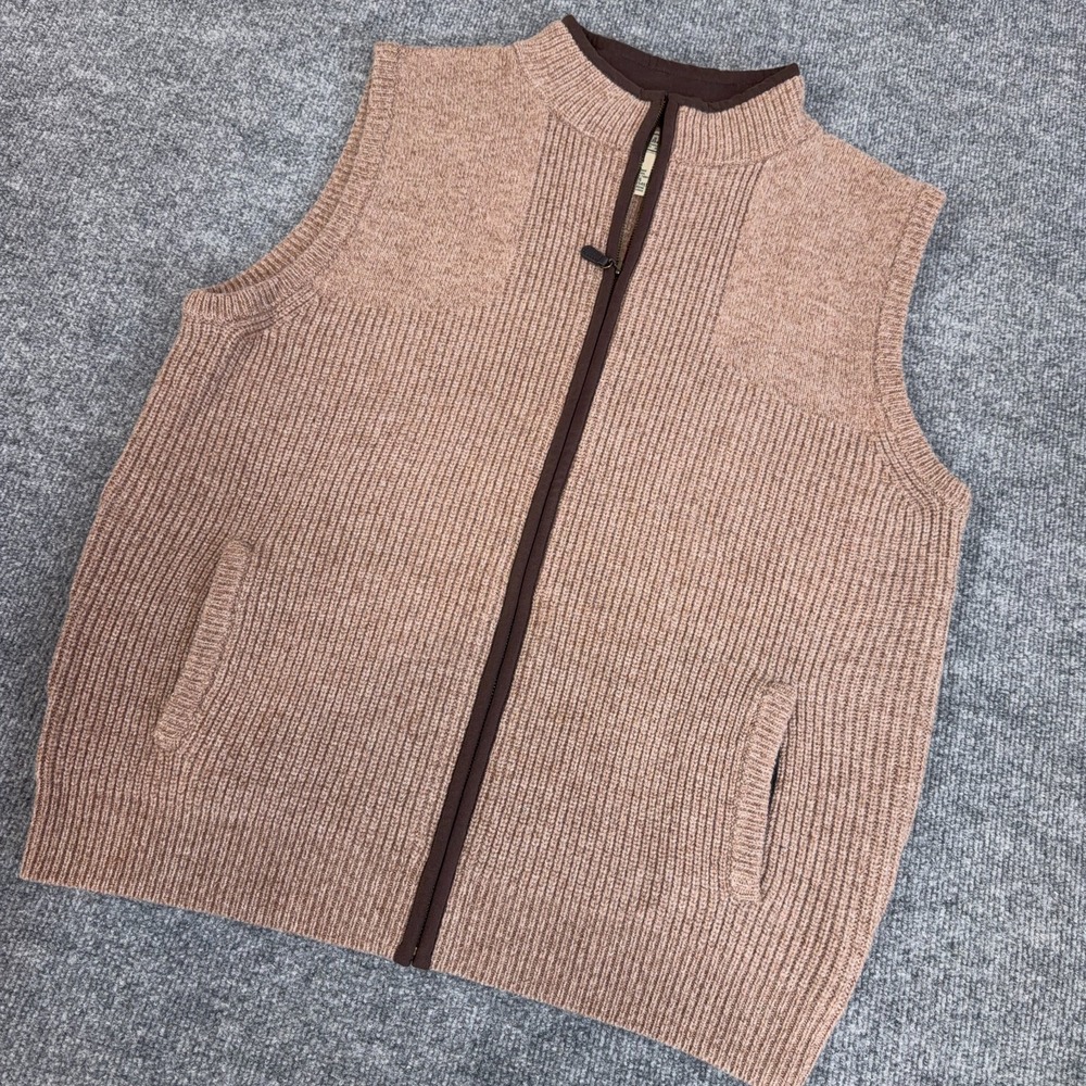 LL Bean Waterfowl 100% Merino Lambs Wool Full Zip Sweater Vest Jacket Mens XL